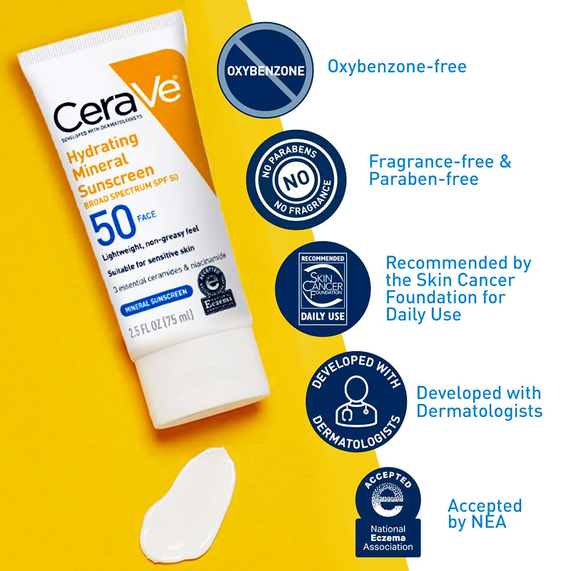 CeraVe Hydrating Mineral Sunscreen SPF 50 - Image 3